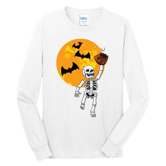 Baseball Skeleton Halloween Boy Baseball Hallowen Tall Long Sleeve T-Shirt