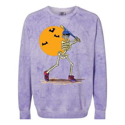 Baseball Skeleton Halloween Boy Baseball Halloween Colorblast Crewneck Sweatshirt