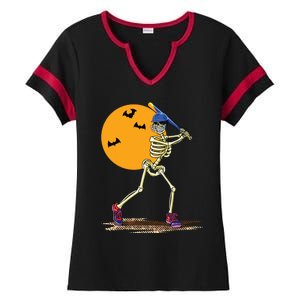 Baseball Skeleton Halloween Boy Baseball Halloween Ladies Halftime Notch Neck Tee