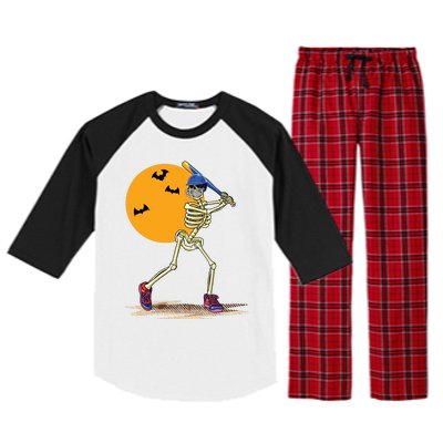 Baseball Skeleton Halloween Boy Baseball Halloween Raglan Sleeve Pajama Set