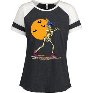 Baseball Skeleton Halloween Boy Baseball Halloween Enza Ladies Jersey Colorblock Tee