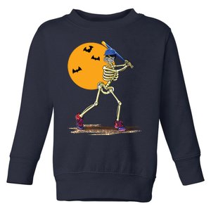 Baseball Skeleton Halloween Boy Baseball Halloween Toddler Sweatshirt