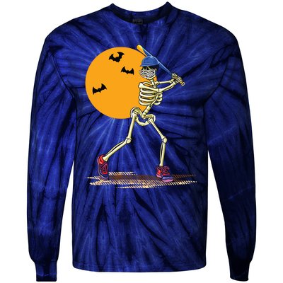 Baseball Skeleton Halloween Boy Baseball Halloween Tie-Dye Long Sleeve Shirt