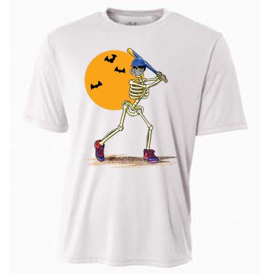 Baseball Skeleton Halloween Boy Baseball Halloween Cooling Performance Crew T-Shirt