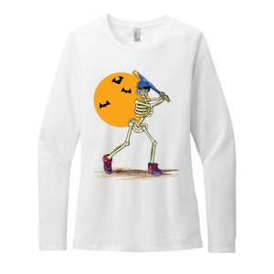 Baseball Skeleton Halloween Boy Baseball Halloween Womens CVC Long Sleeve Shirt