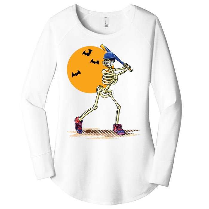 Baseball Skeleton Halloween Boy Baseball Halloween Women's Perfect Tri Tunic Long Sleeve Shirt