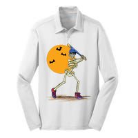 Baseball Skeleton Halloween Boy Baseball Halloween Silk Touch Performance Long Sleeve Polo