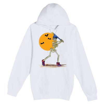 Baseball Skeleton Halloween Boy Baseball Halloween Premium Pullover Hoodie