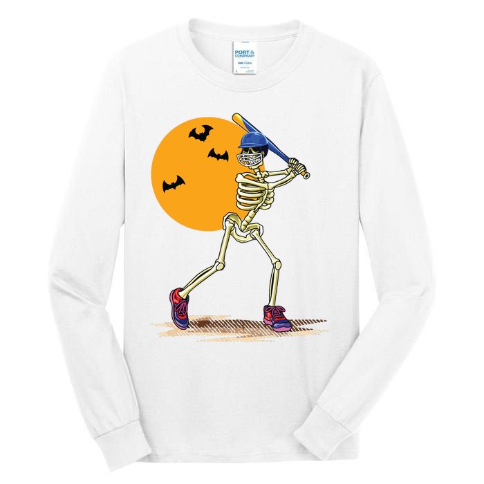 Baseball Skeleton Halloween Boy Baseball Halloween Tall Long Sleeve T-Shirt