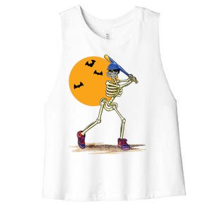 Baseball Skeleton Halloween Boy Baseball Halloween Women's Racerback Cropped Tank