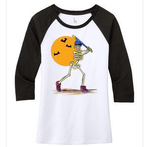 Baseball Skeleton Halloween Boy Baseball Halloween Women's Tri-Blend 3/4-Sleeve Raglan Shirt