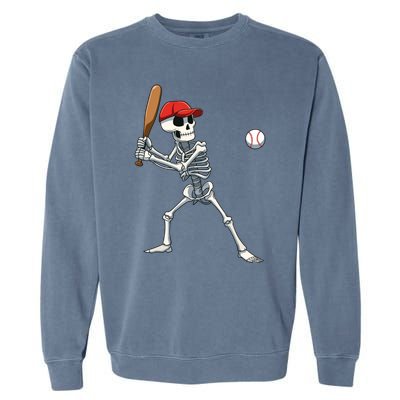 Baseball Skeleton Halloween Skeleton Playing Baseball Garment-Dyed Sweatshirt