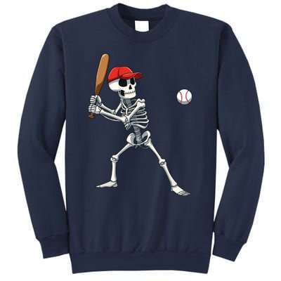 Baseball Skeleton Halloween Skeleton Playing Baseball Sweatshirt