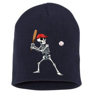 Baseball Skeleton Halloween Skeleton Playing Baseball Short Acrylic Beanie