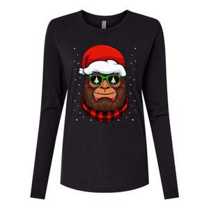 Bigfoot Santa Hat Christmas Pajama Cool Winter X Mas Tree Womens Cotton Relaxed Long Sleeve T-Shirt