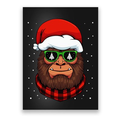 Bigfoot Santa Hat Christmas Pajama Cool Winter X Mas Tree Poster