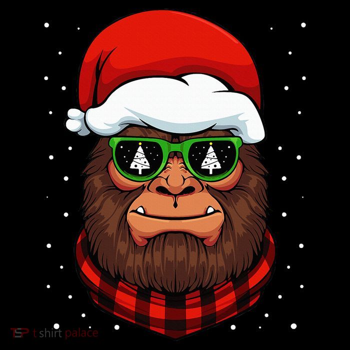 Bigfoot Santa Hat Christmas Pajama Cool Winter X Mas Tree Premium T-Shirt