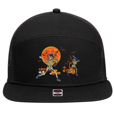 Baseball Skeleton Halloween Baseball Halloween 7 Panel Mesh Trucker Snapback Hat