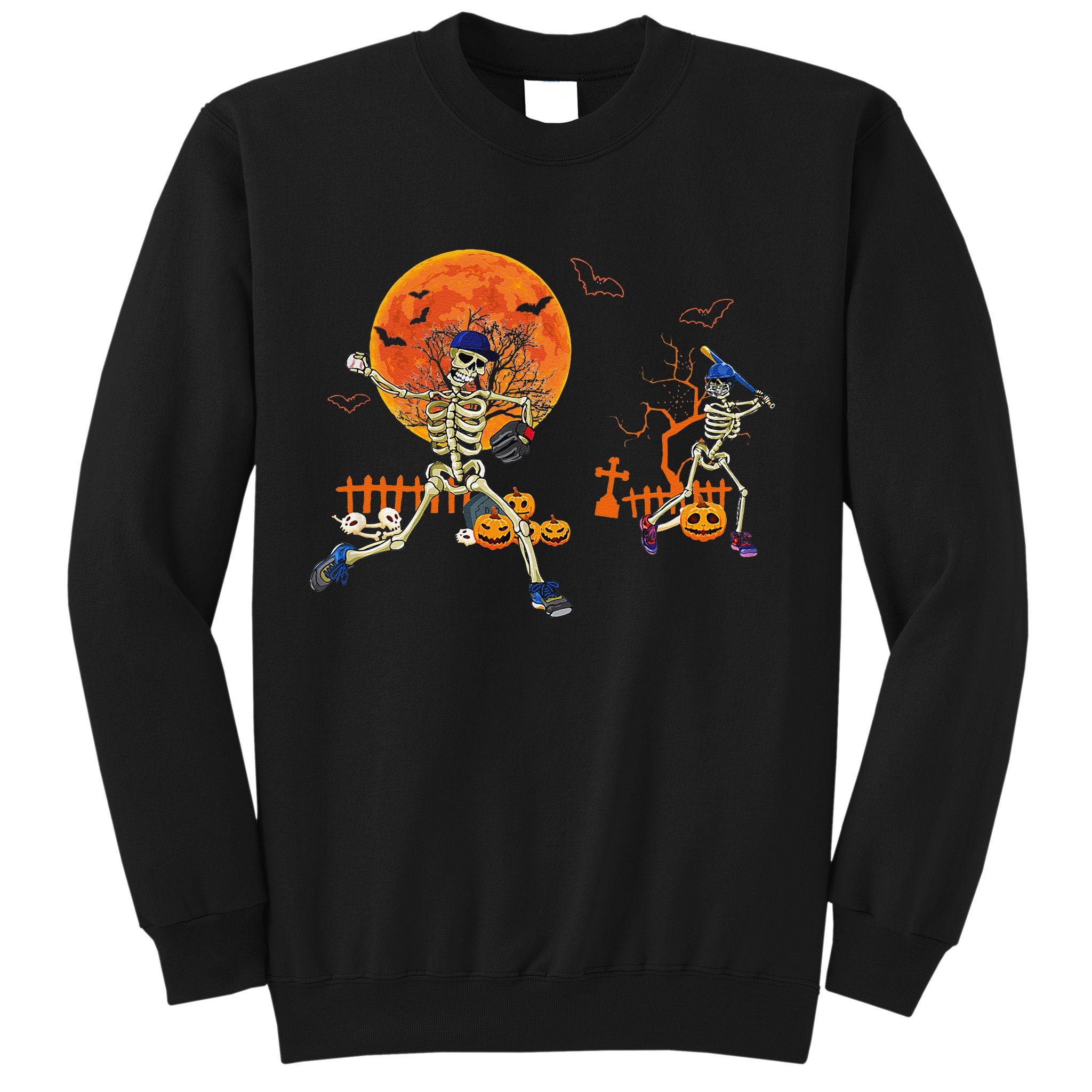 Baseball Skeleton Halloween Baseball Halloween Sweatshirt