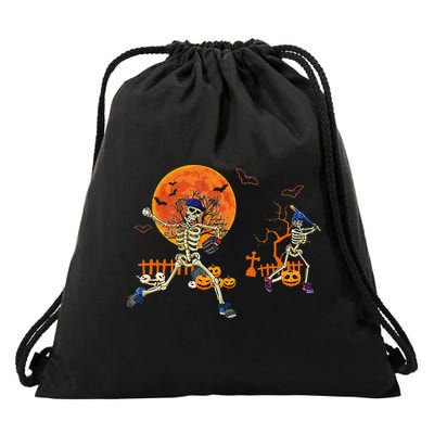 Baseball Skeleton Halloween Baseball Halloween Drawstring Bag