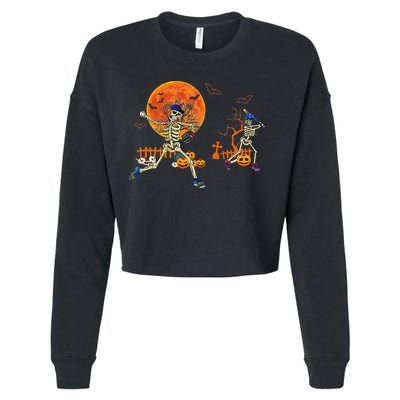 Baseball Skeleton Halloween Baseball Halloween Cropped Pullover Crew