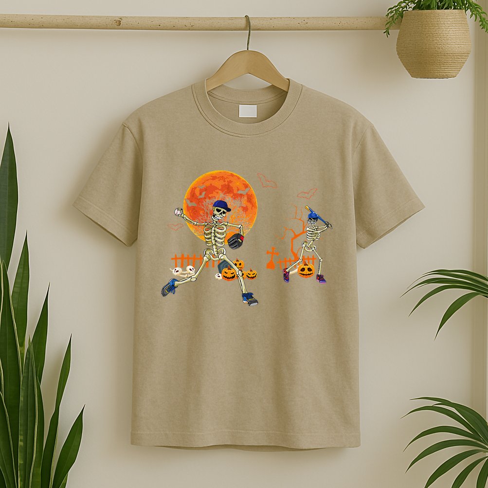 Baseball Skeleton Halloween Baseball Halloween T-Shirt