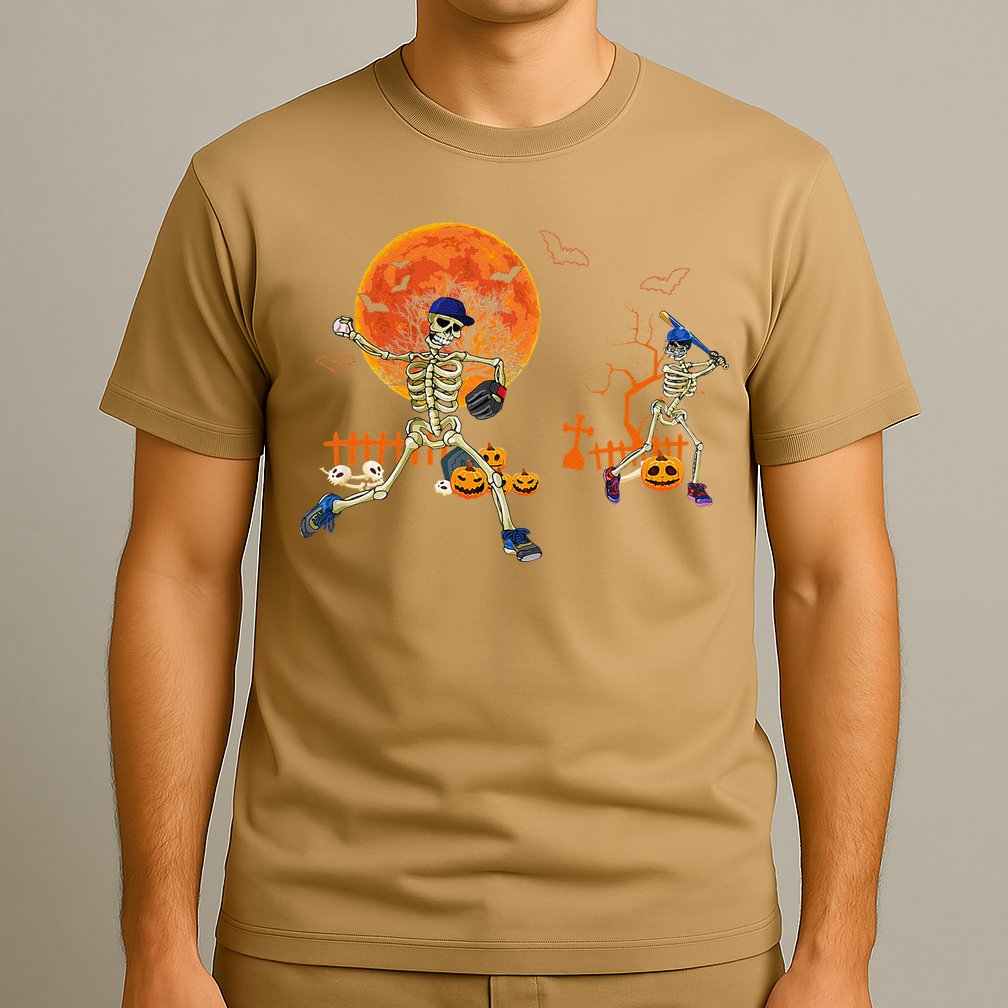 Baseball Skeleton Halloween Baseball Halloween T-Shirt
