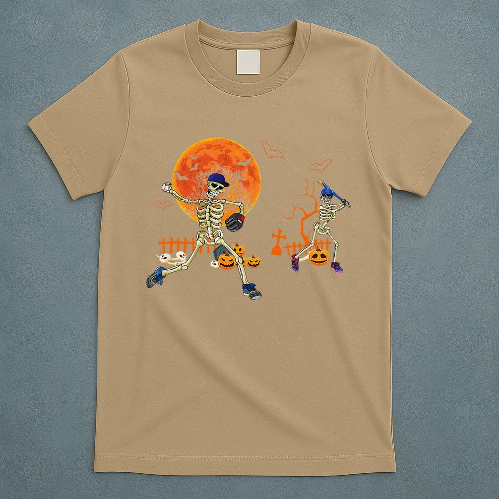 Baseball Skeleton Halloween Baseball Halloween T-Shirt