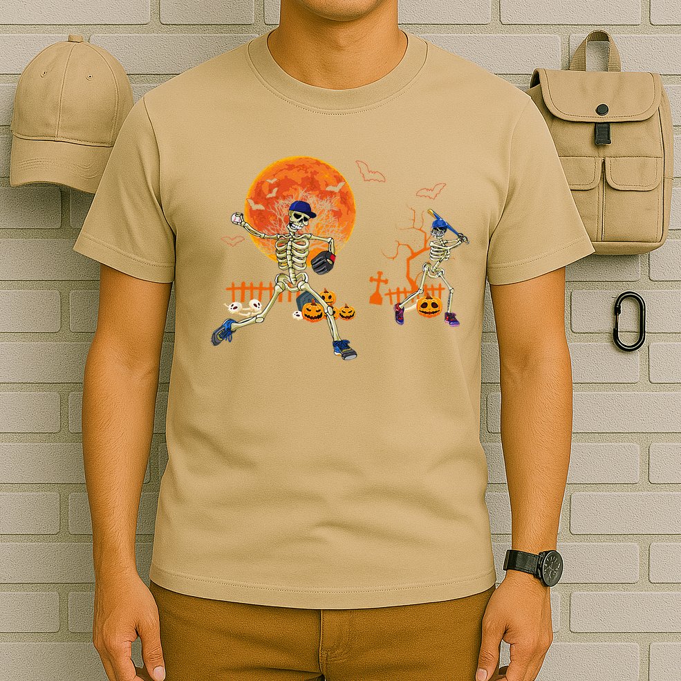 Baseball Skeleton Halloween Baseball Halloween T-Shirt