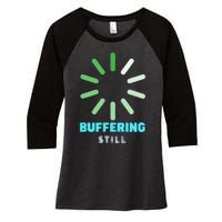 BUFFERING STILL Humorous Gift Women's Tri-Blend 3/4-Sleeve Raglan Shirt