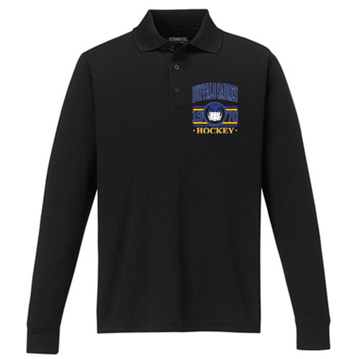 Buffalo Sabres Hockey Team Supporter Performance Long Sleeve Polo