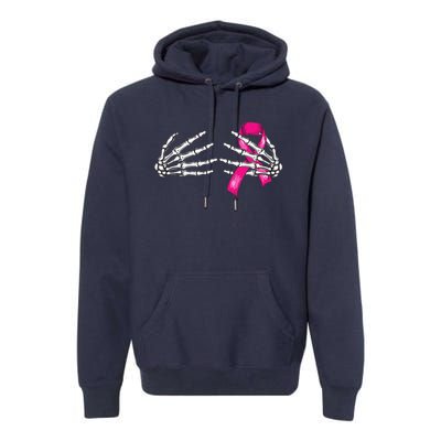 Boob Skeleton Hand Breast Cancer Awareness Halloween Costume Premium Hoodie