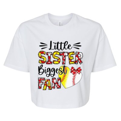 Baseball Sister Heart Softball Sister Life Mothers Day Bella+Canvas Jersey Crop Tee