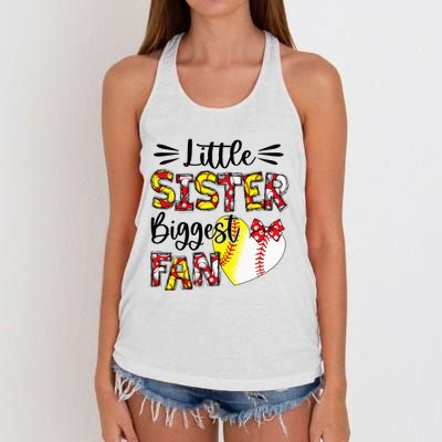 Baseball Sister Heart Softball Sister Life Mothers Day Women's Knotted Racerback Tank