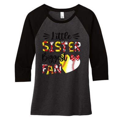 Baseball Sister Heart Softball Sister Life Mothers Day Women's Tri-Blend 3/4-Sleeve Raglan Shirt