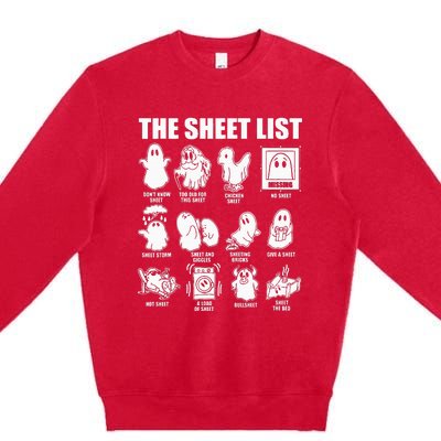 Boo Sheet Halloween The Sheet List Premium Crewneck Sweatshirt