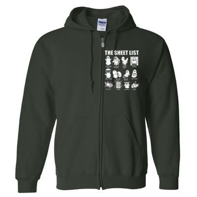 Boo Sheet Halloween The Sheet List Full Zip Hoodie