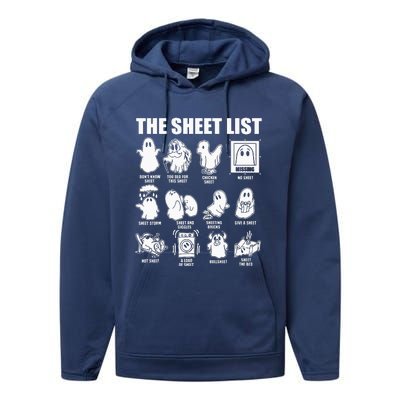 Boo Sheet Halloween The Sheet List Performance Fleece Hoodie