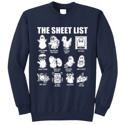 Boo Sheet Halloween The Sheet List Tall Sweatshirt