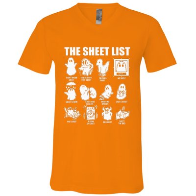 Boo Sheet Halloween The Sheet List V-Neck T-Shirt