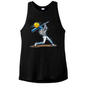 Baseball Skeleton Halloween Spooky Baseball Halloween Design Ladies PosiCharge Tri-Blend Wicking Tank