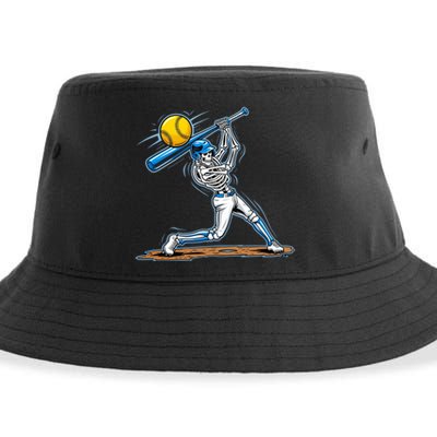 Baseball Skeleton Halloween Spooky Baseball Halloween Design Sustainable Bucket Hat