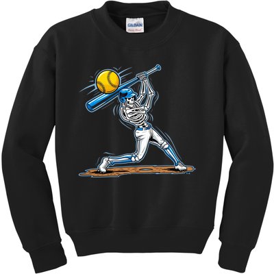 Baseball Skeleton Halloween Spooky Baseball Halloween Design Kids Sweatshirt