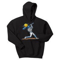 Baseball Skeleton Halloween Spooky Baseball Halloween Design Kids Hoodie