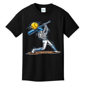 Baseball Skeleton Halloween Spooky Baseball Halloween Design Kids T-Shirt