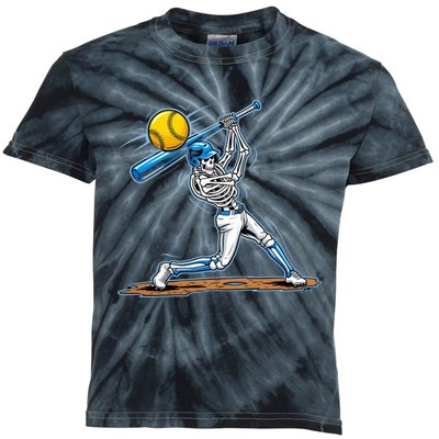 Baseball Skeleton Halloween Spooky Baseball Halloween Design Kids Tie-Dye T-Shirt