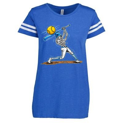 Baseball Skeleton Halloween Spooky Baseball Halloween Design Enza Ladies Jersey Football T-Shirt