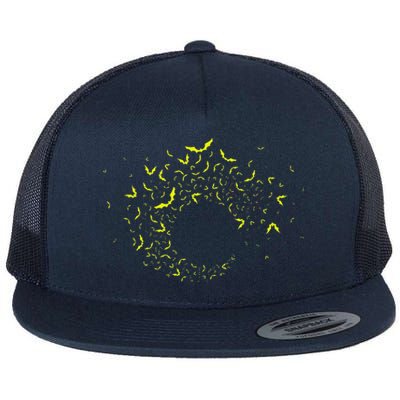 Bat Swarm Halloween Spooky Night Design Flat Bill Trucker Hat