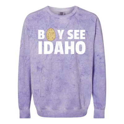 Boy See Idaho Design Boise Idaho Graphic Idaho Home Print Colorblast Crewneck Sweatshirt