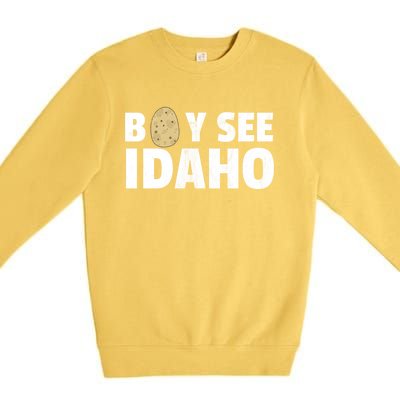 Boy See Idaho Design Boise Idaho Graphic Idaho Home Print Premium Crewneck Sweatshirt